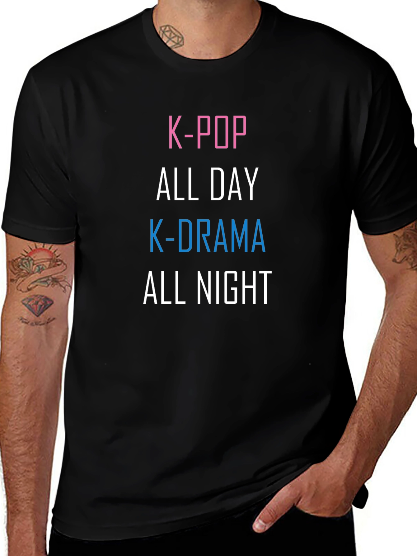 K-Pop All Day K-Drama All Night Graphic T-Shirt