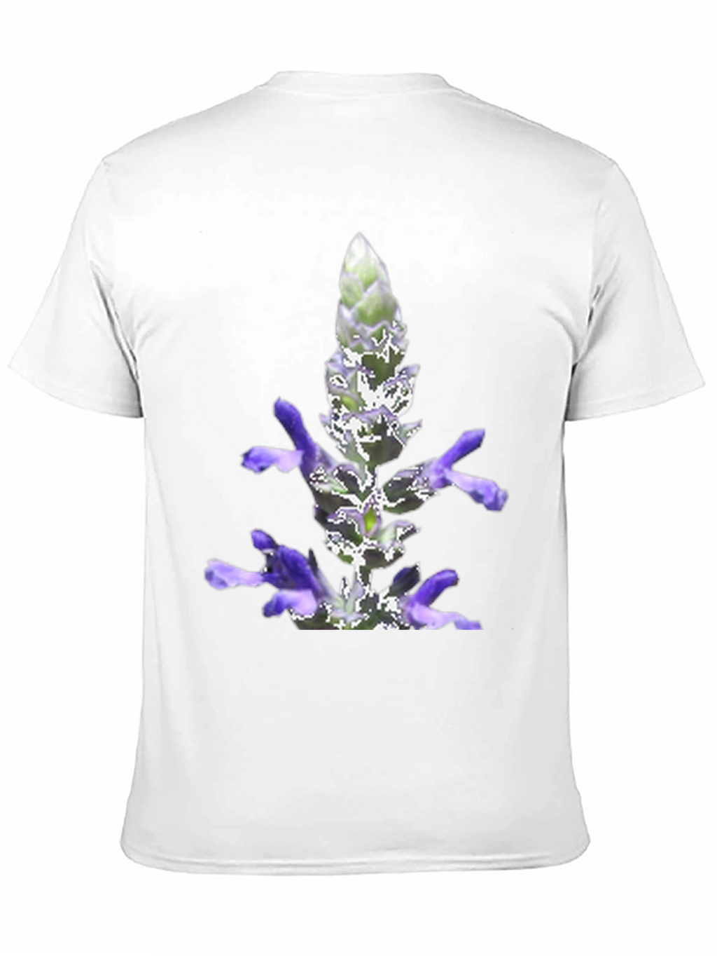 Black T-Shirt with Lavender Flower Print