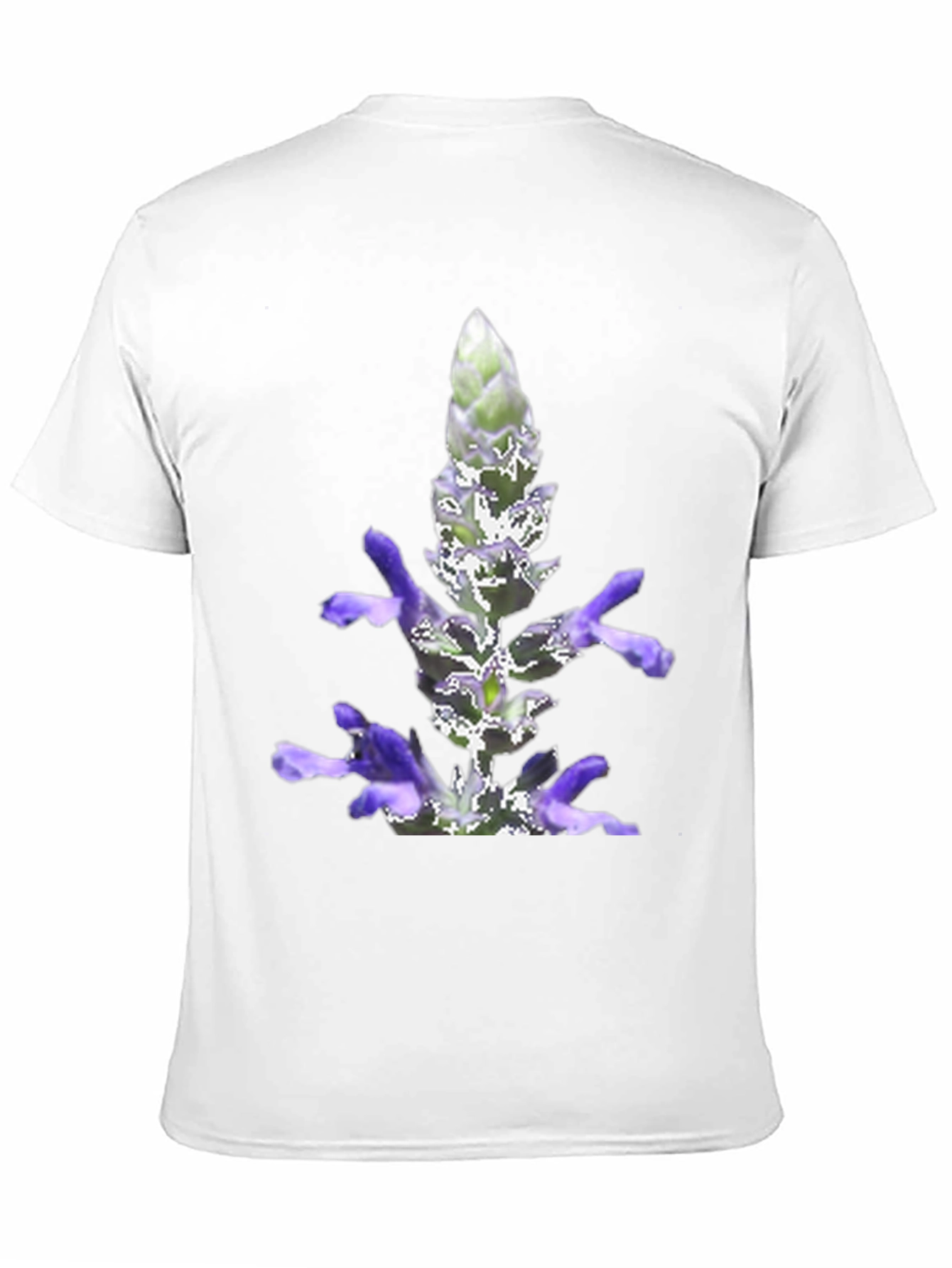 Black T-Shirt with Lavender Flower Print