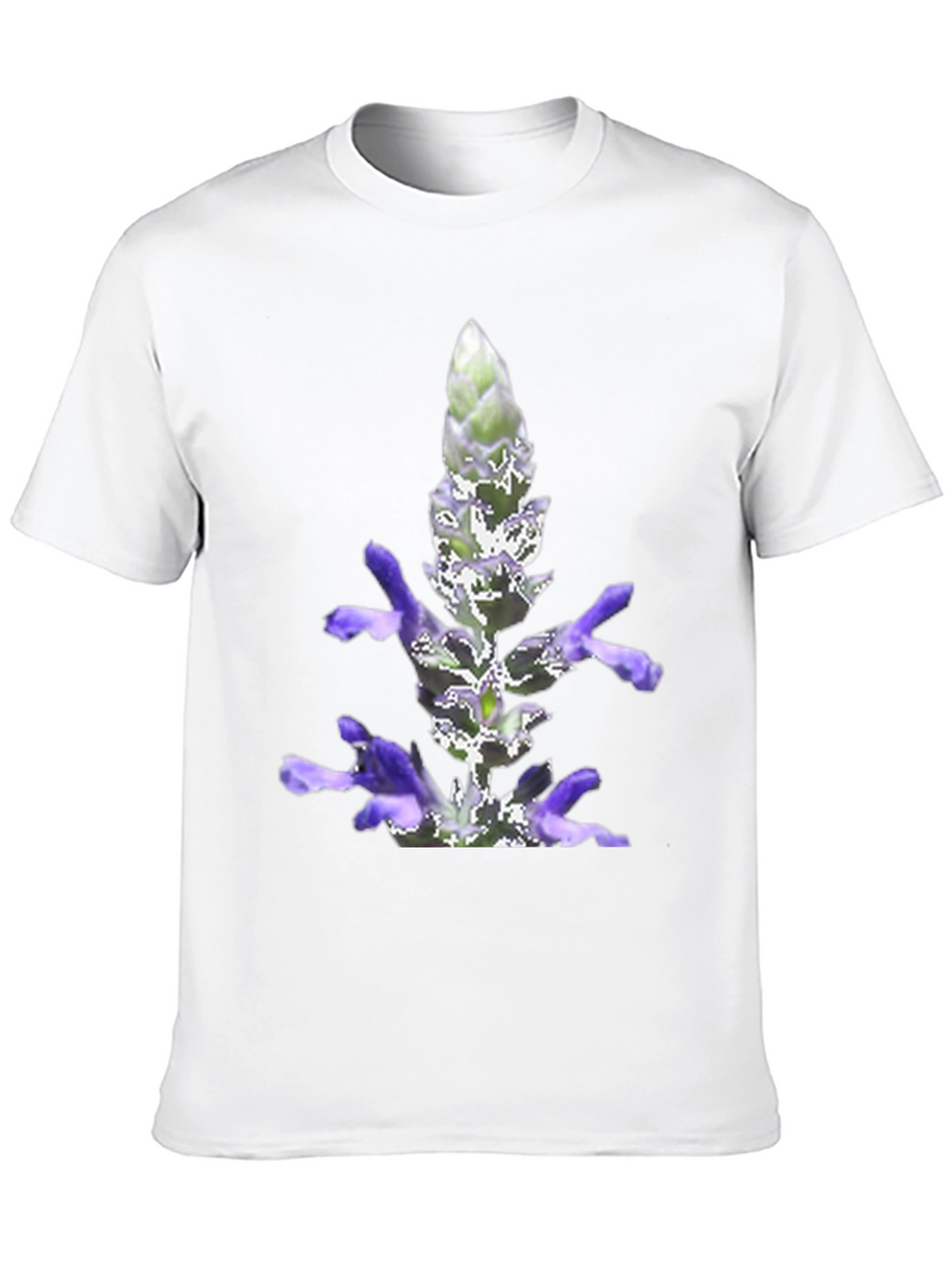 Black T-Shirt with Lavender Flower Print