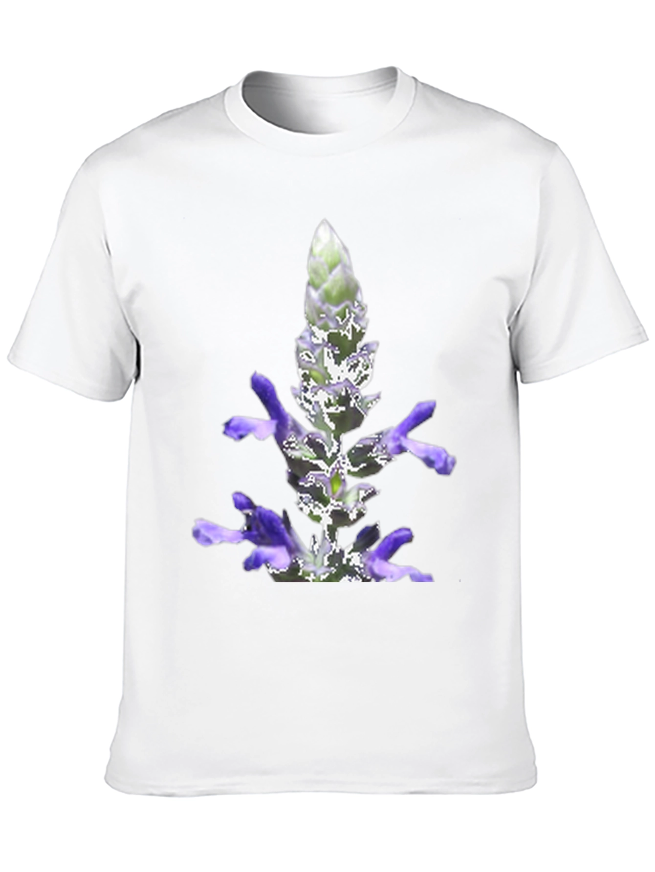 Black T-Shirt with Lavender Flower Print