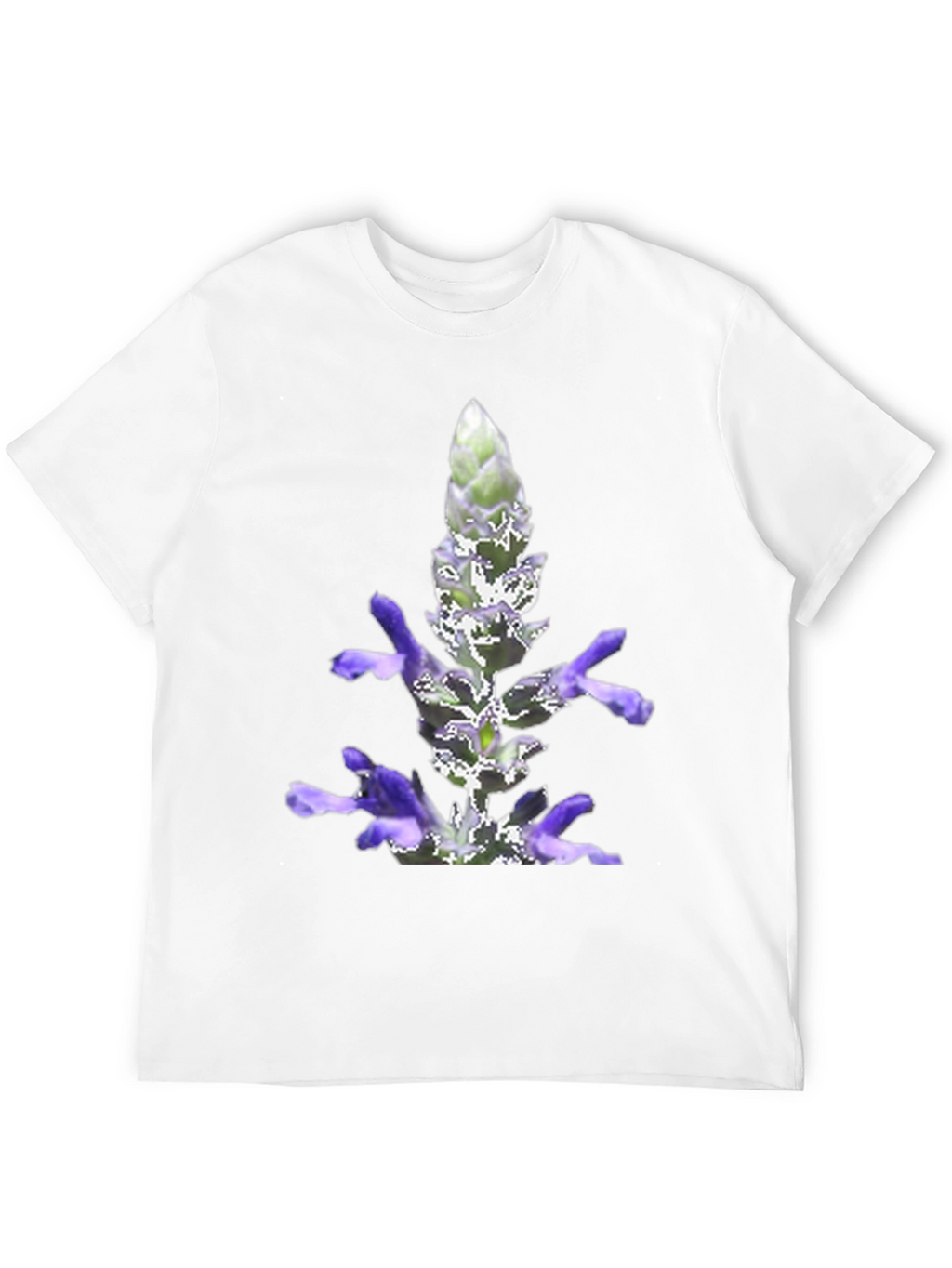 Black T-Shirt with Lavender Flower Print