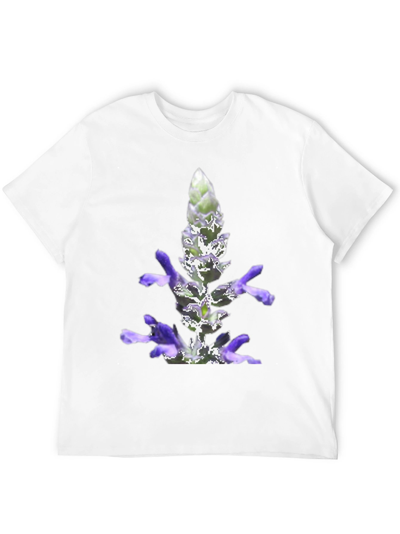 Black T-Shirt with Lavender Flower Print