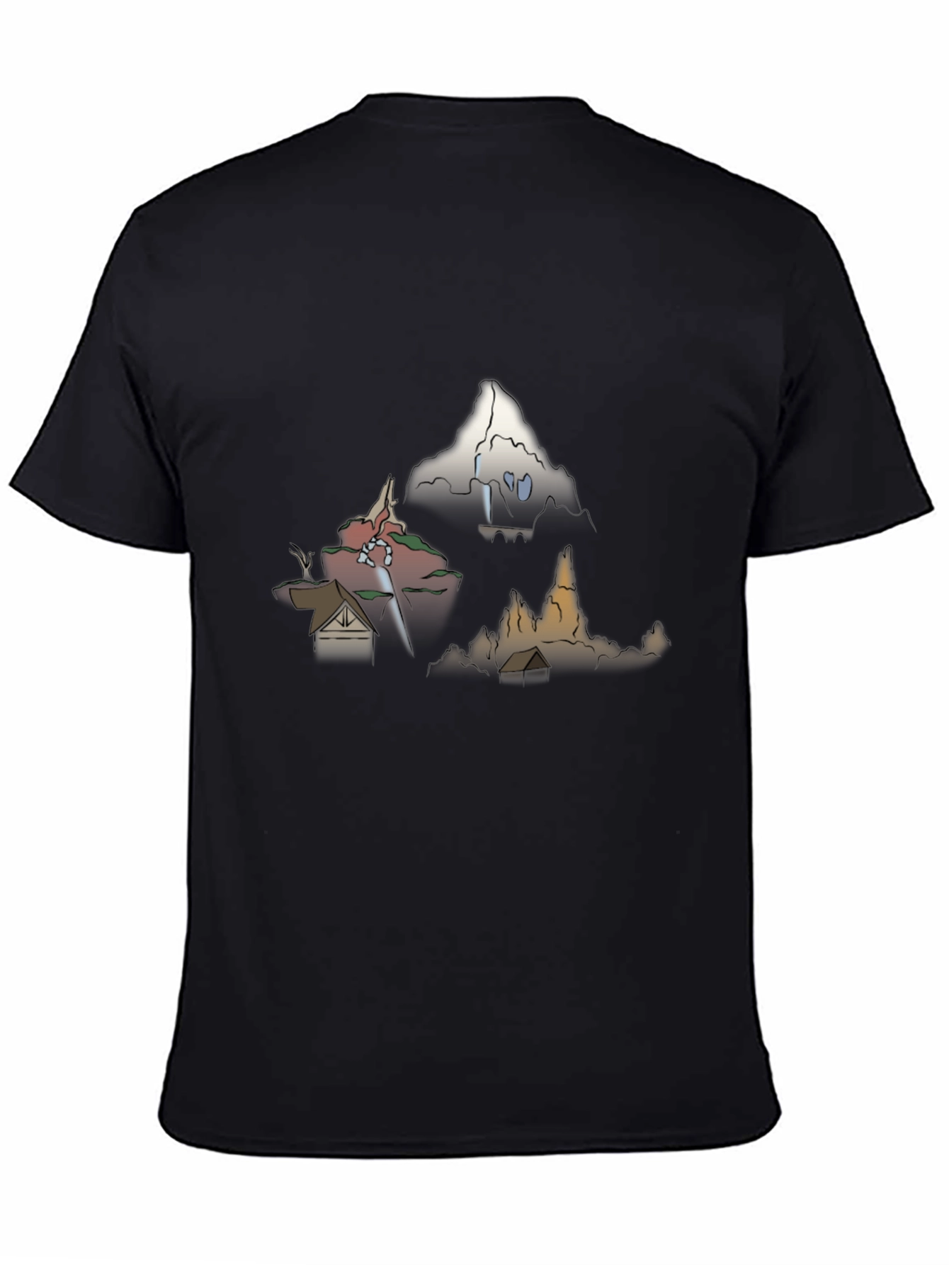 Mens Graphic Tee - Cartoon Landscape Print