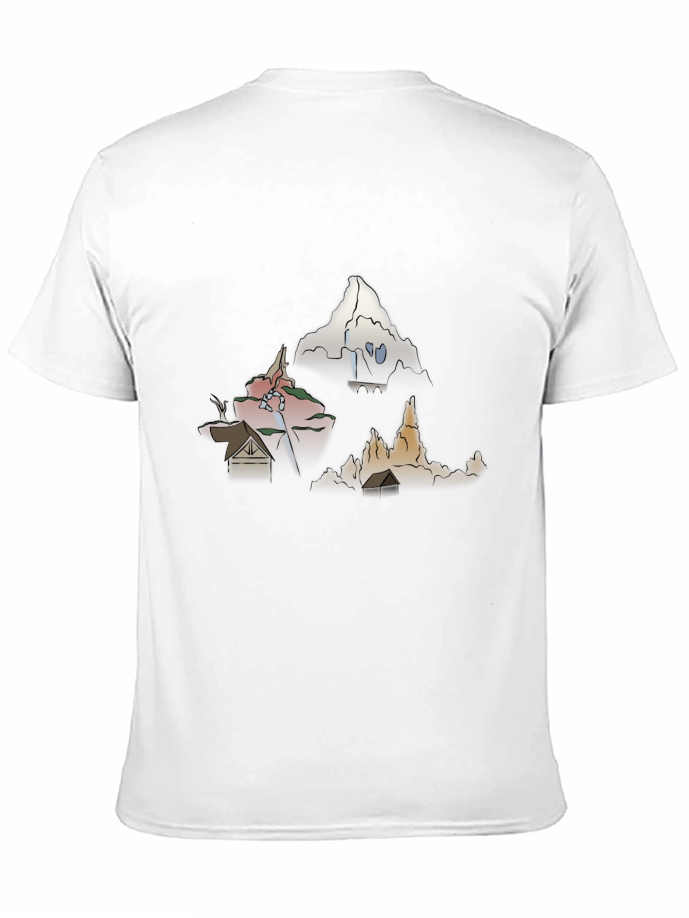 Mens Graphic Tee - Cartoon Landscape Print