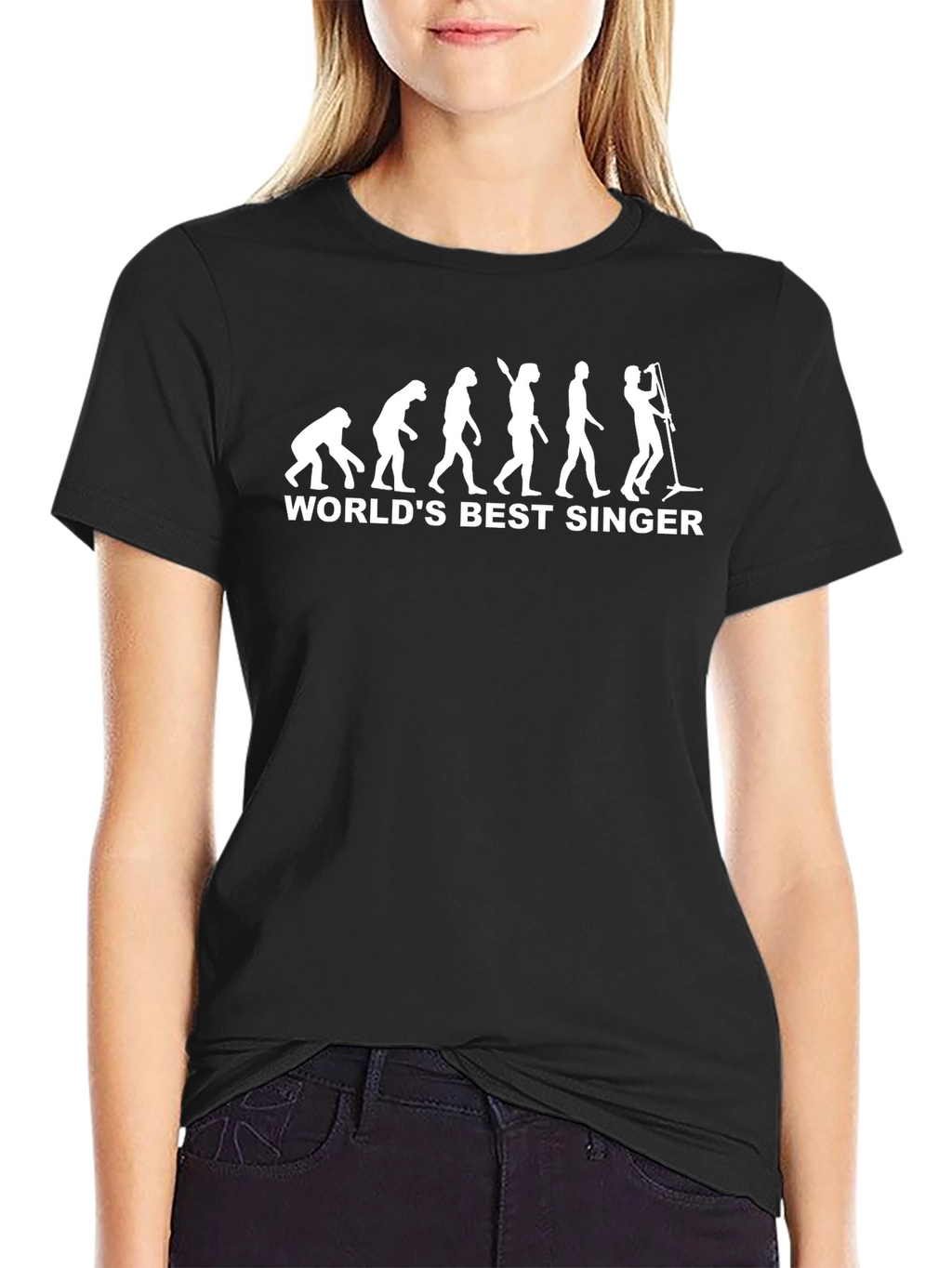 Worlds Best Singer Evolution Black T-Shirt