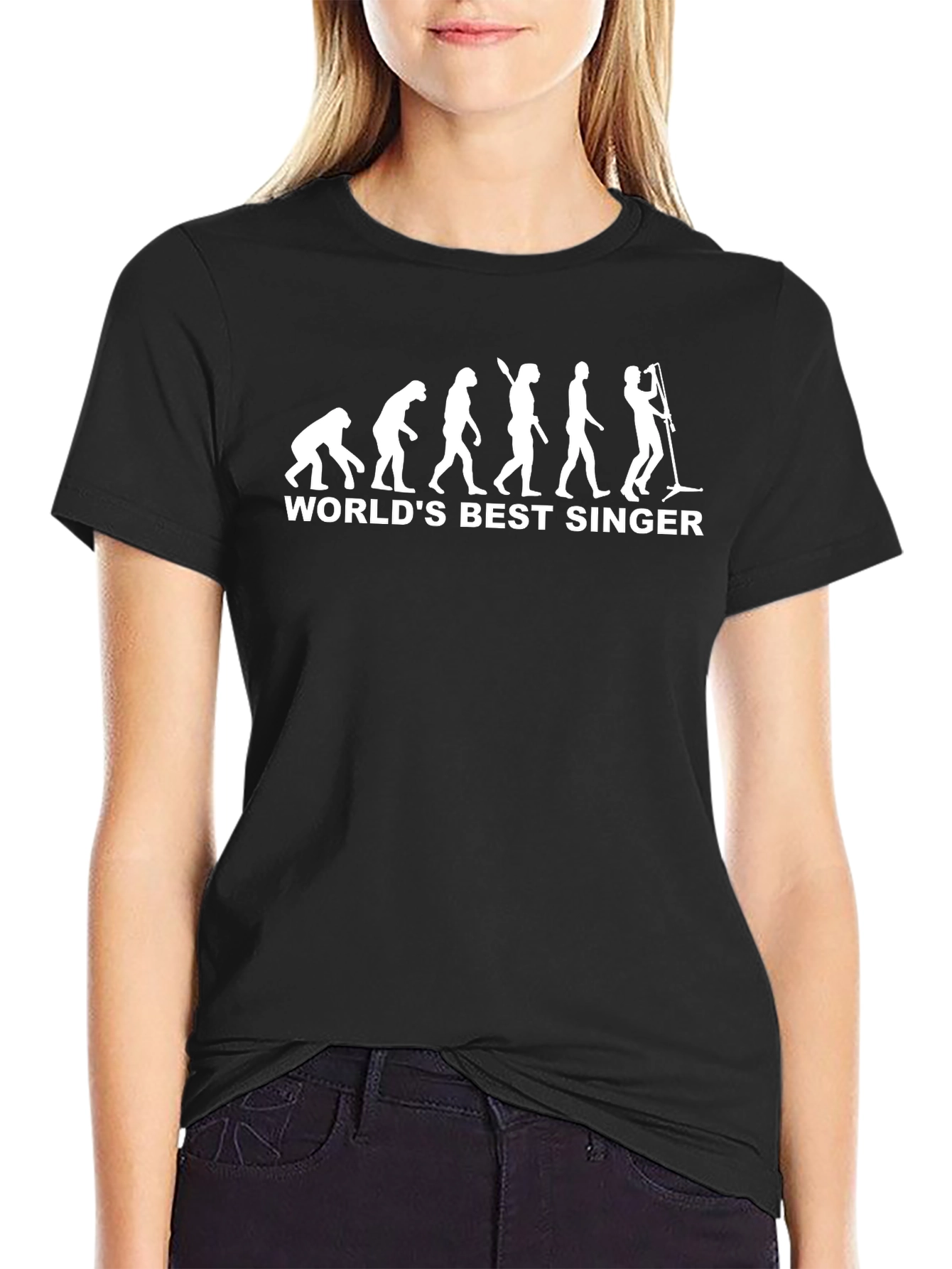 Worlds Best Singer Evolution Black T-Shirt