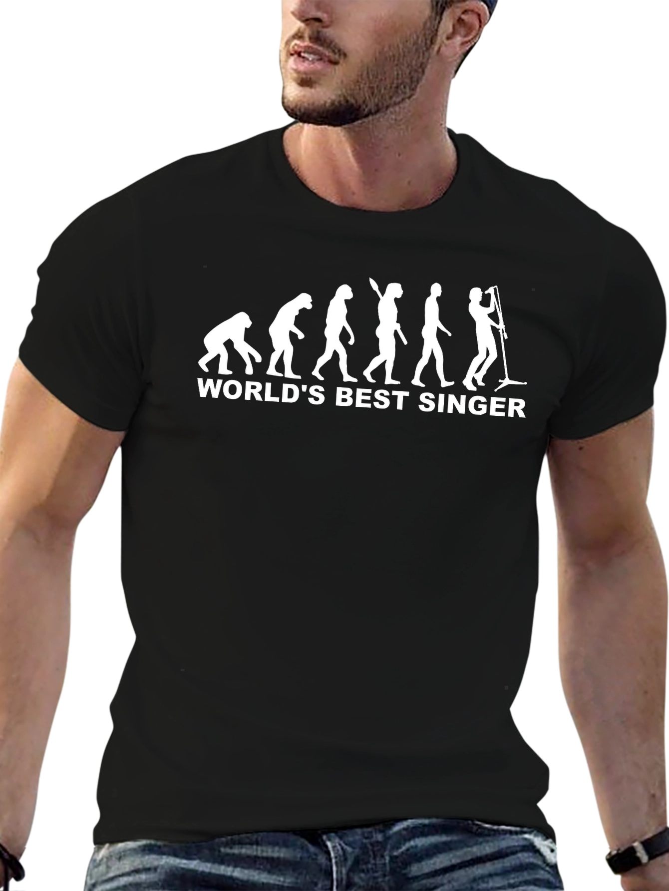 Worlds Best Singer Evolution Black T-Shirt