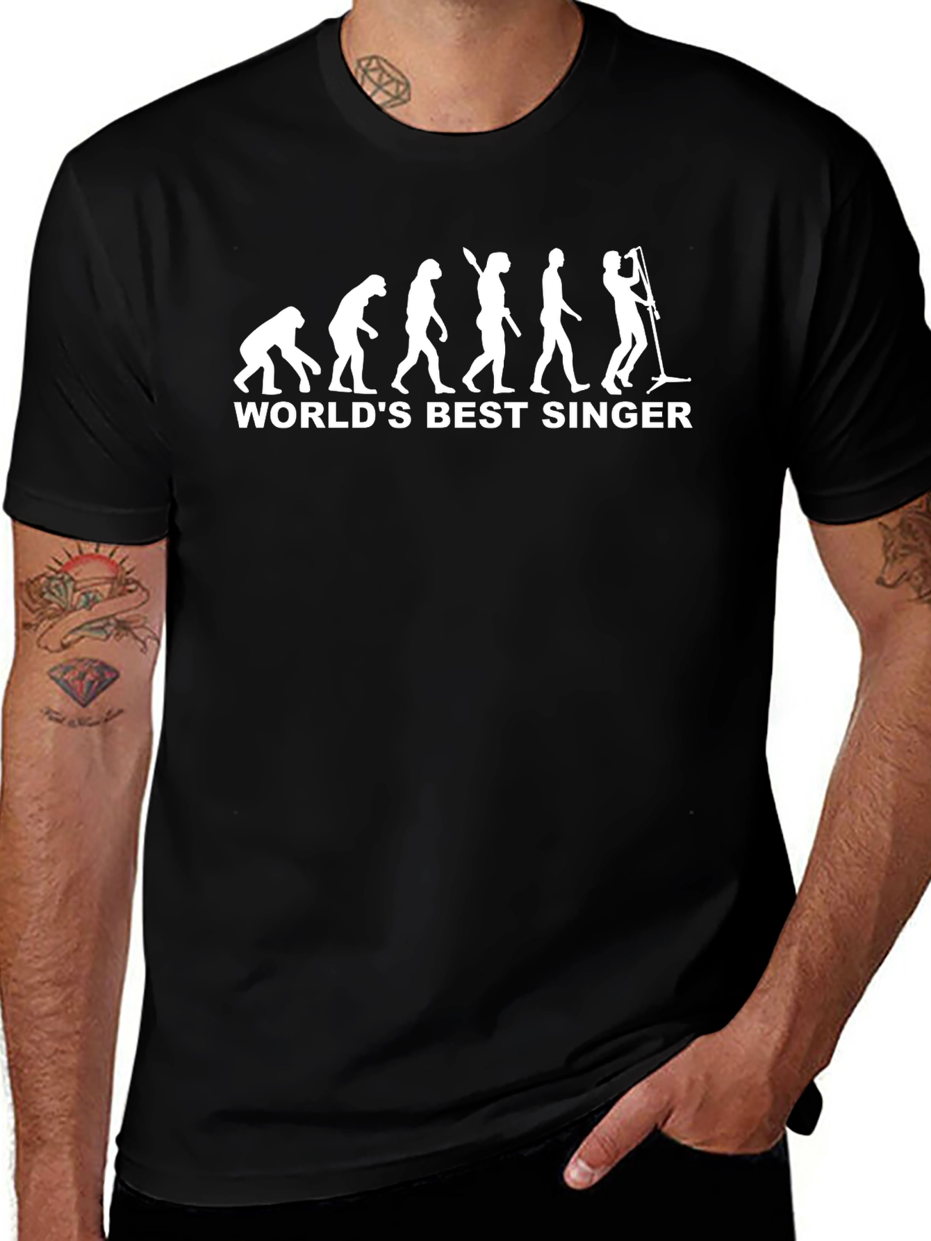 Worlds Best Singer Evolution Black T-Shirt