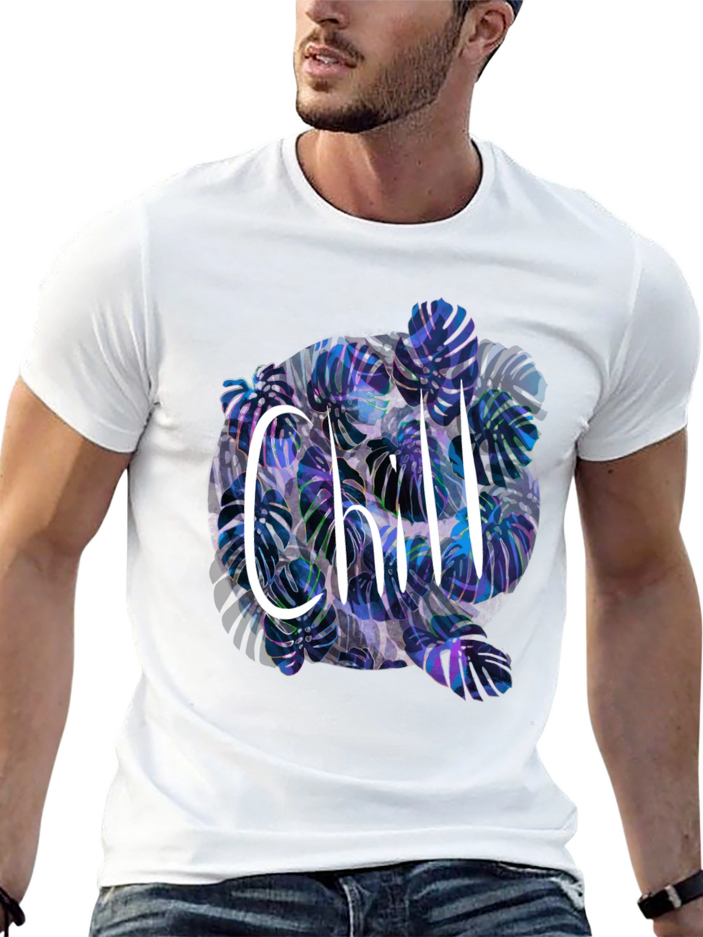 Chill Monstera Leaf Graphic Tee - Relaxed Fit