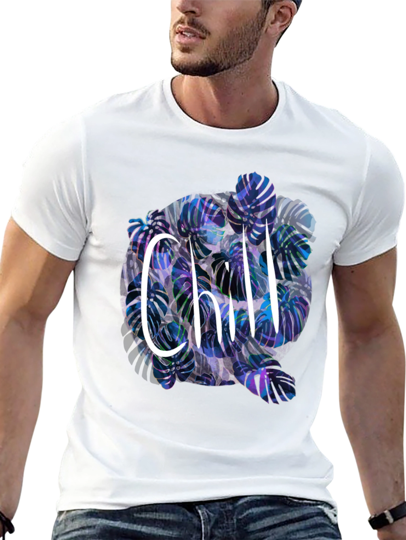 Chill Monstera Leaf Graphic Tee - Relaxed Fit
