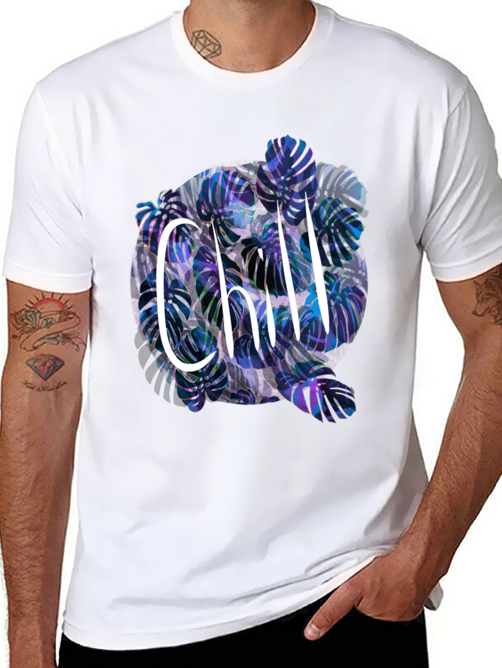 Chill Monstera Leaf Graphic Tee - Relaxed Fit