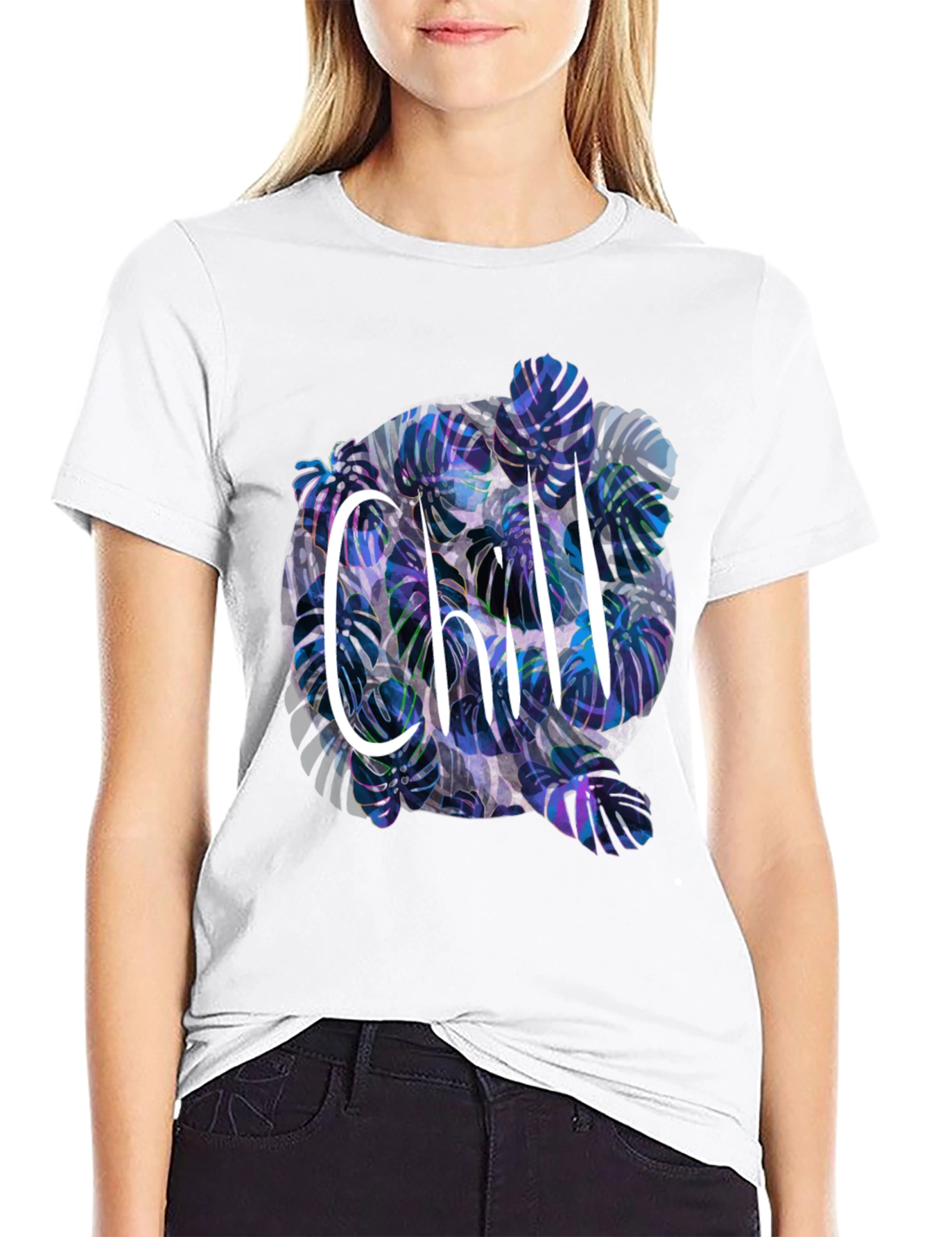 Chill Monstera Leaf Graphic Tee - Relaxed Fit