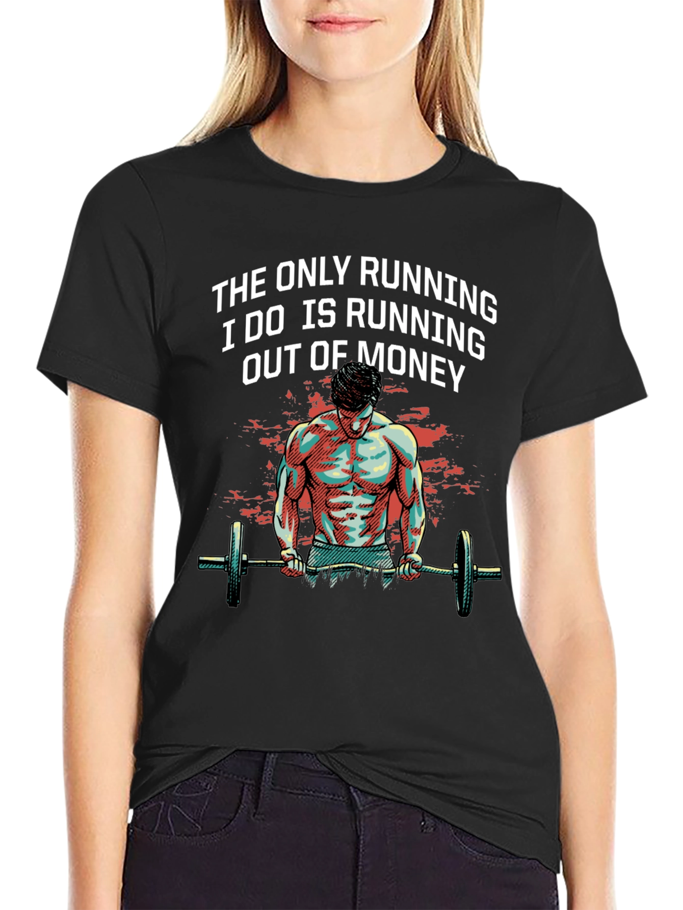 Funny Gym Workout T-Shirt Running Out of Money Tee