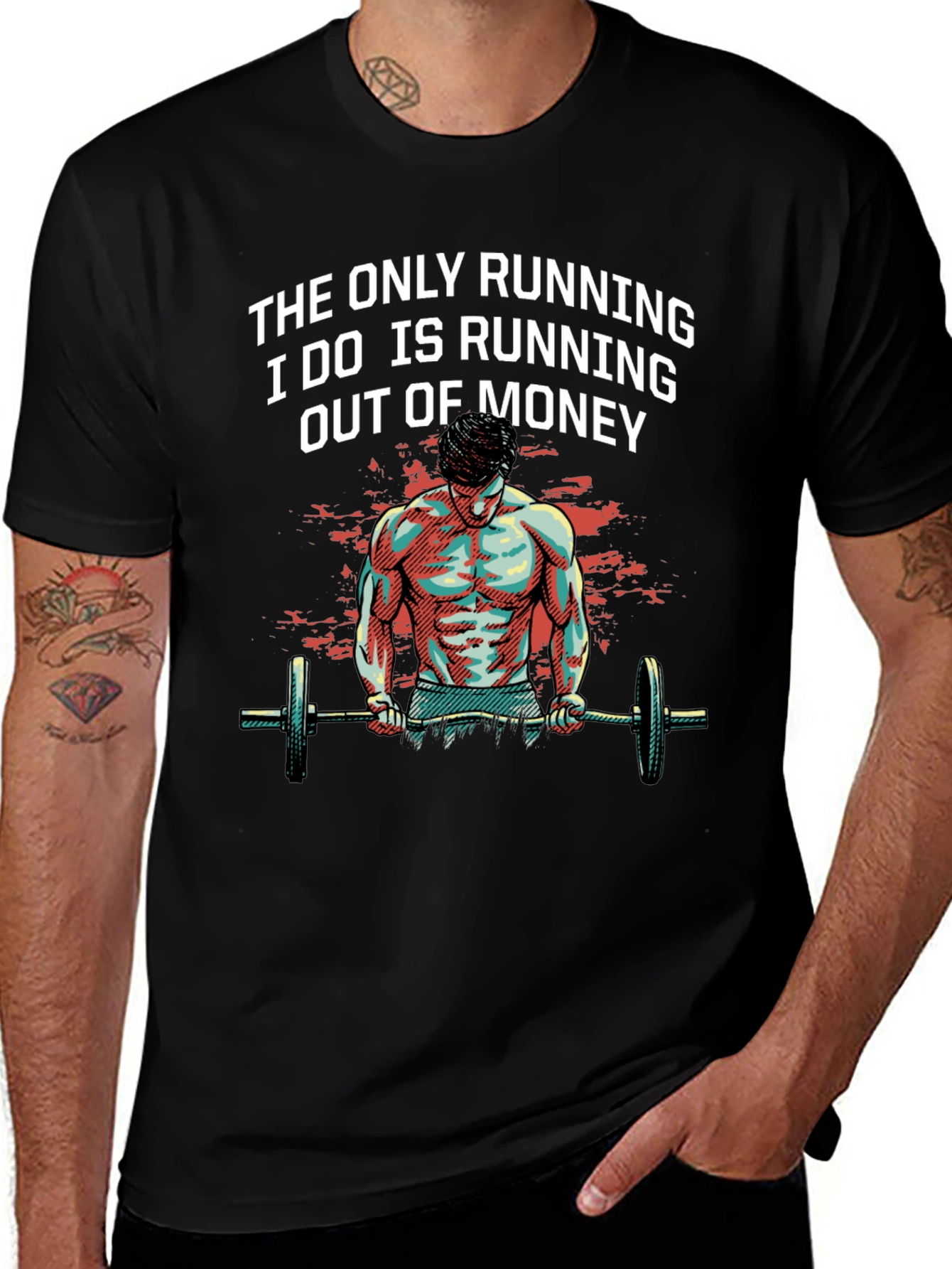 Funny Gym Workout T-Shirt Running Out of Money Tee