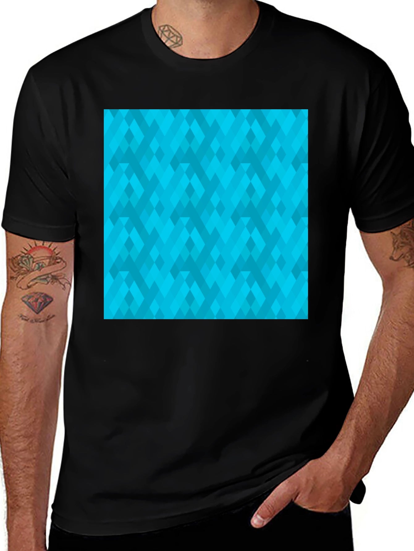 Geometric Pattern Tee - Modern Black Shirt