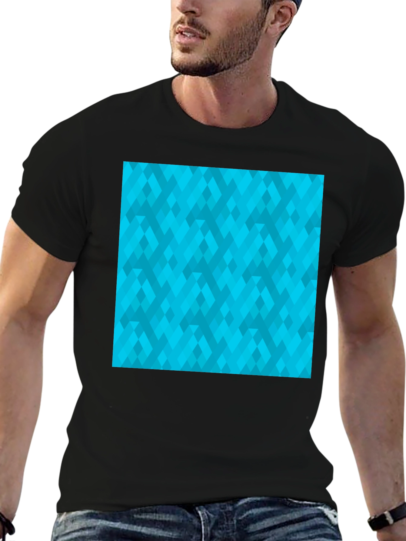 Geometric Pattern Tee - Modern Black Shirt