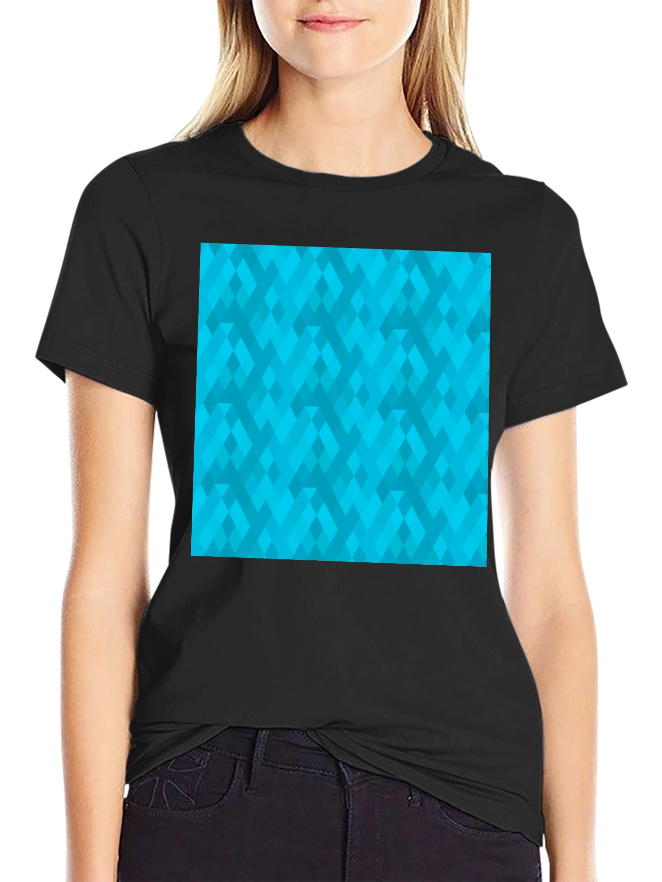 Geometric Pattern Tee - Modern Black Shirt
