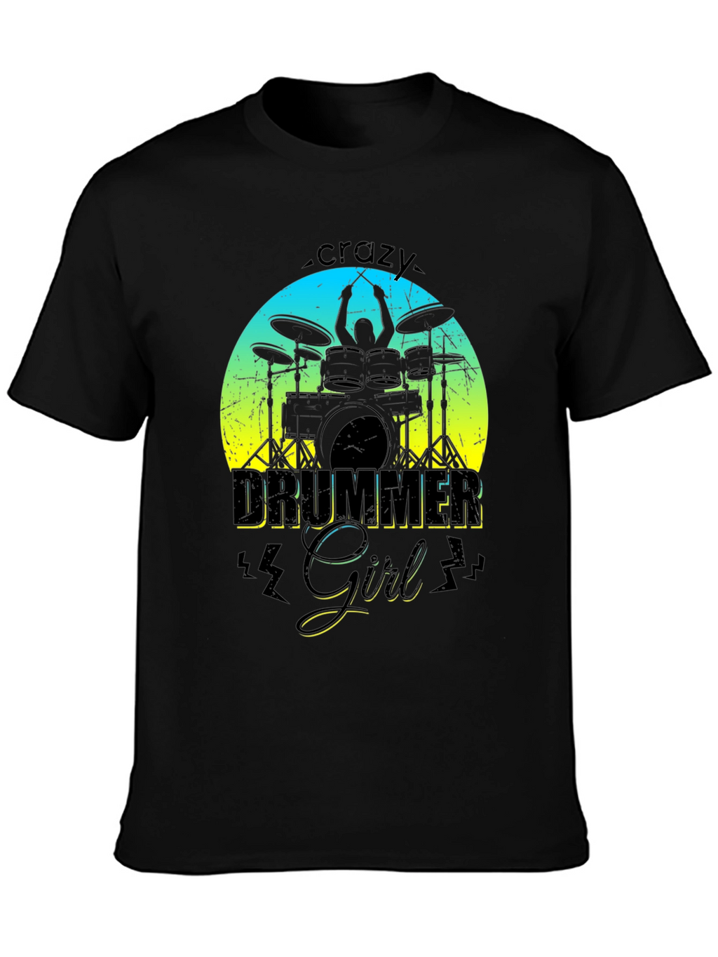 Crazy Drummer Girl Graphic T-Shirt