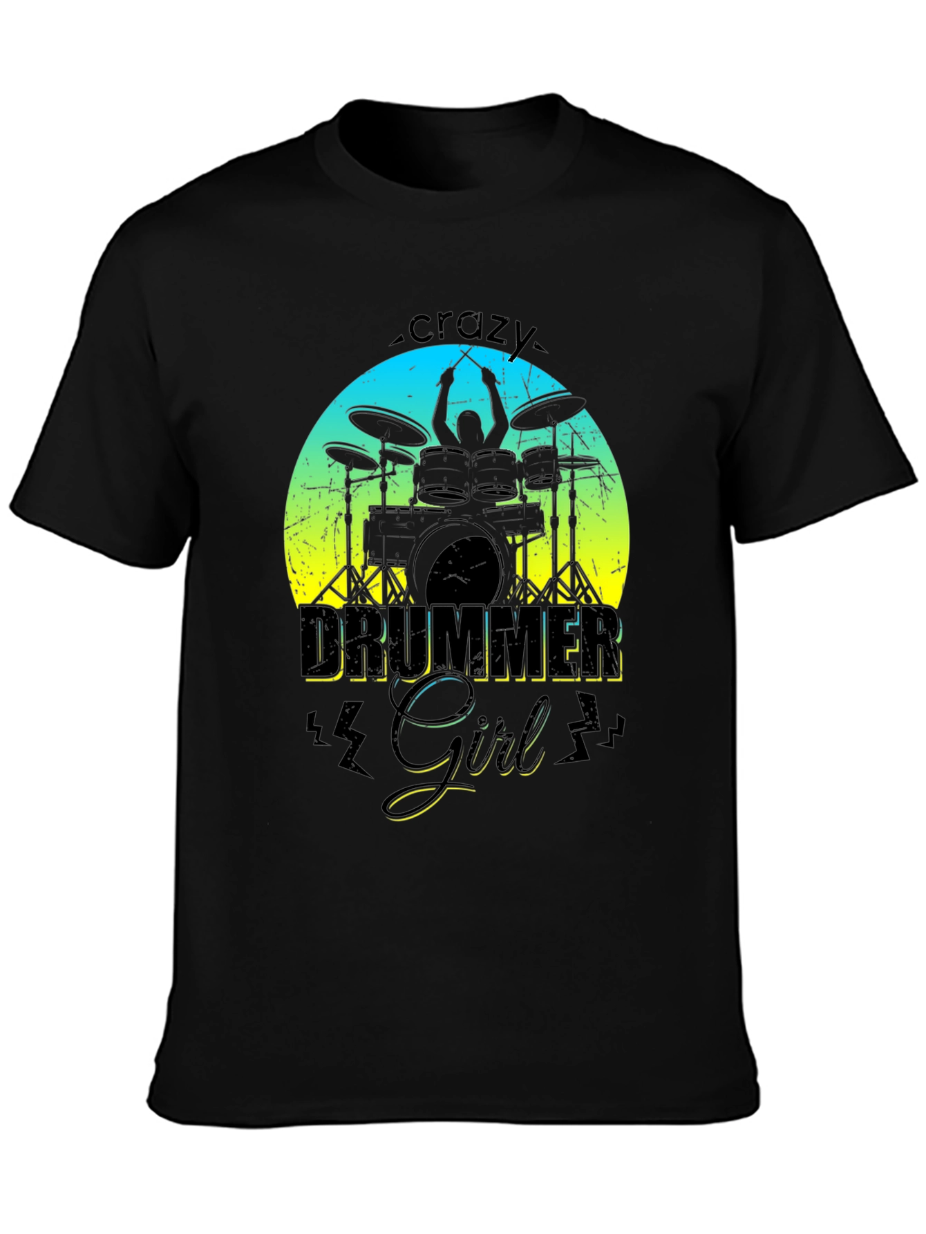Crazy Drummer Girl Graphic T-Shirt