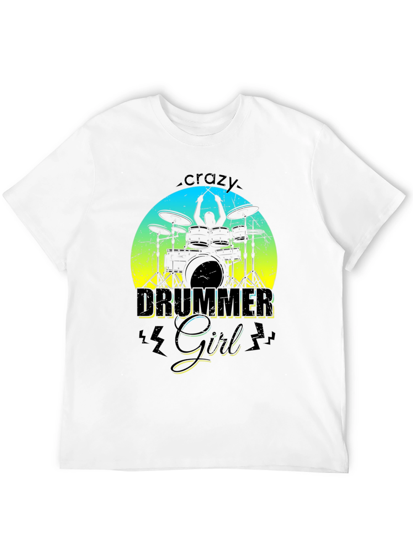 Crazy Drummer Girl Graphic T-Shirt
