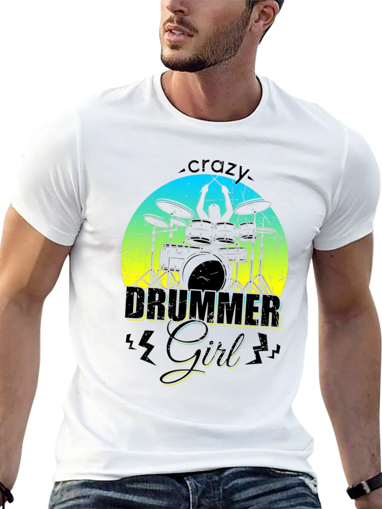 Crazy Drummer Girl Graphic T-Shirt