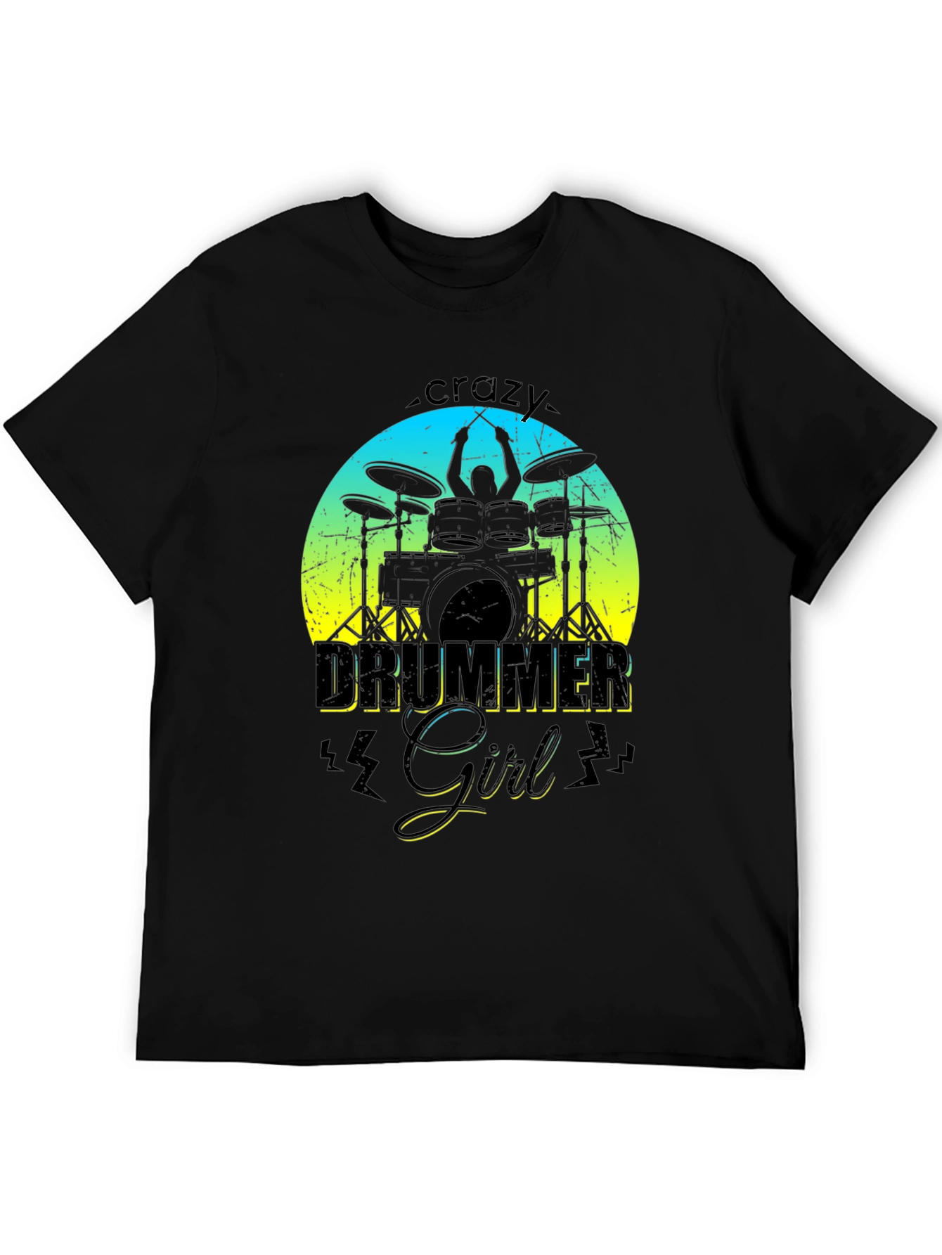 Crazy Drummer Girl Graphic T-Shirt
