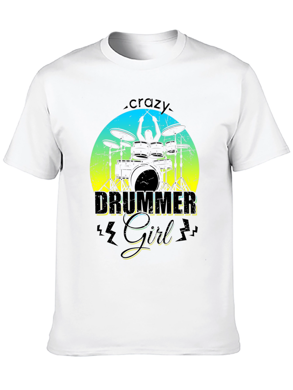 Crazy Drummer Girl Graphic T-Shirt