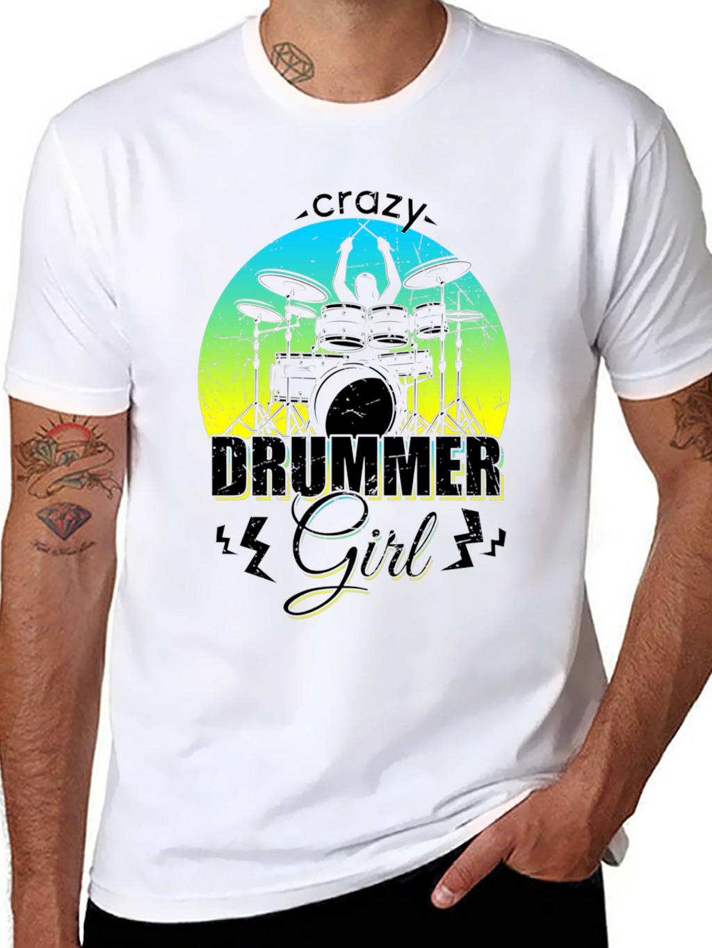 Crazy Drummer Girl Graphic T-Shirt
