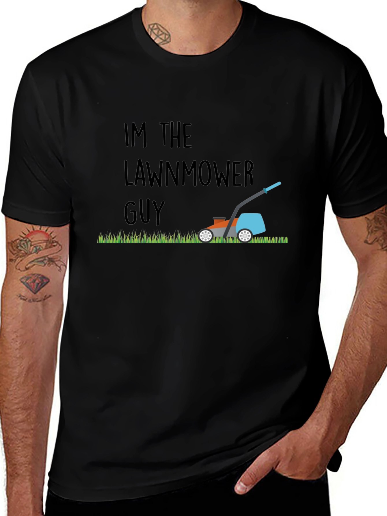 Lawnmower Guy Graphic Tee - Black Cotton T-Shirt