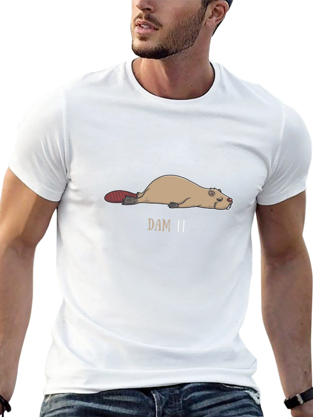 Funny Dam It Beaver T-Shirt - Black