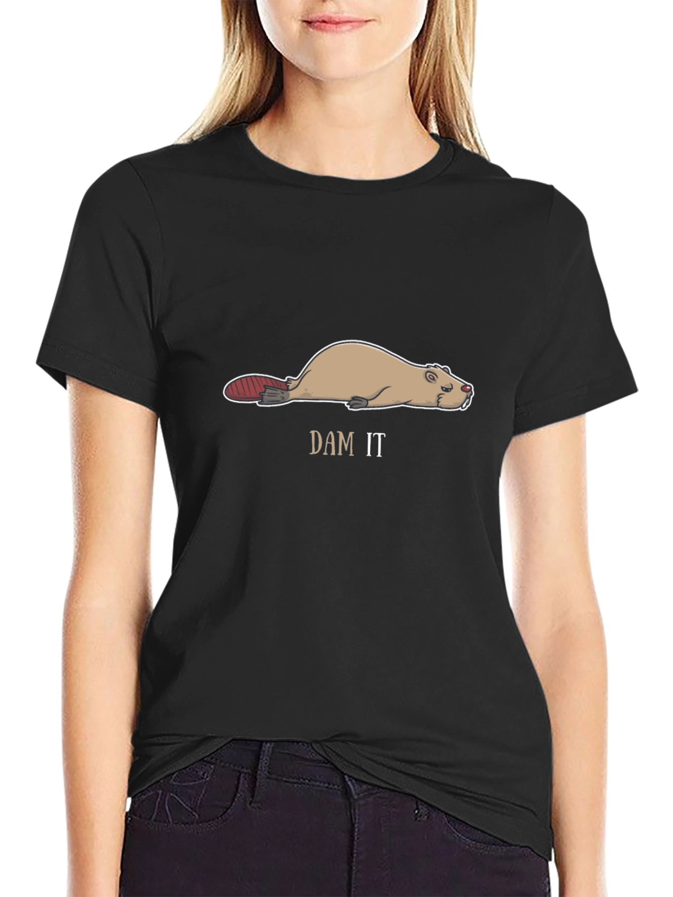 Funny Dam It Beaver T-Shirt - Black
