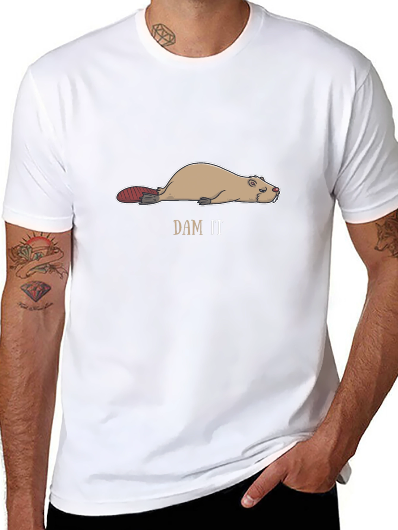 Funny Dam It Beaver T-Shirt - Black