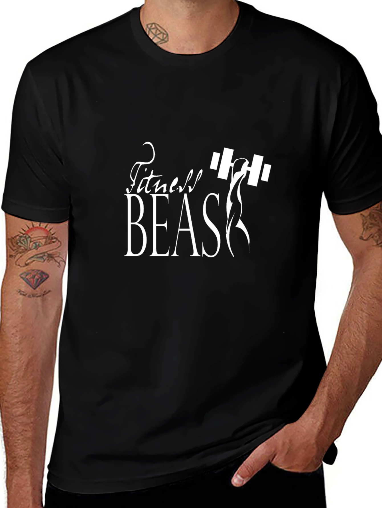 Fitness Beast Graphic Tee - Black Gym Shirt