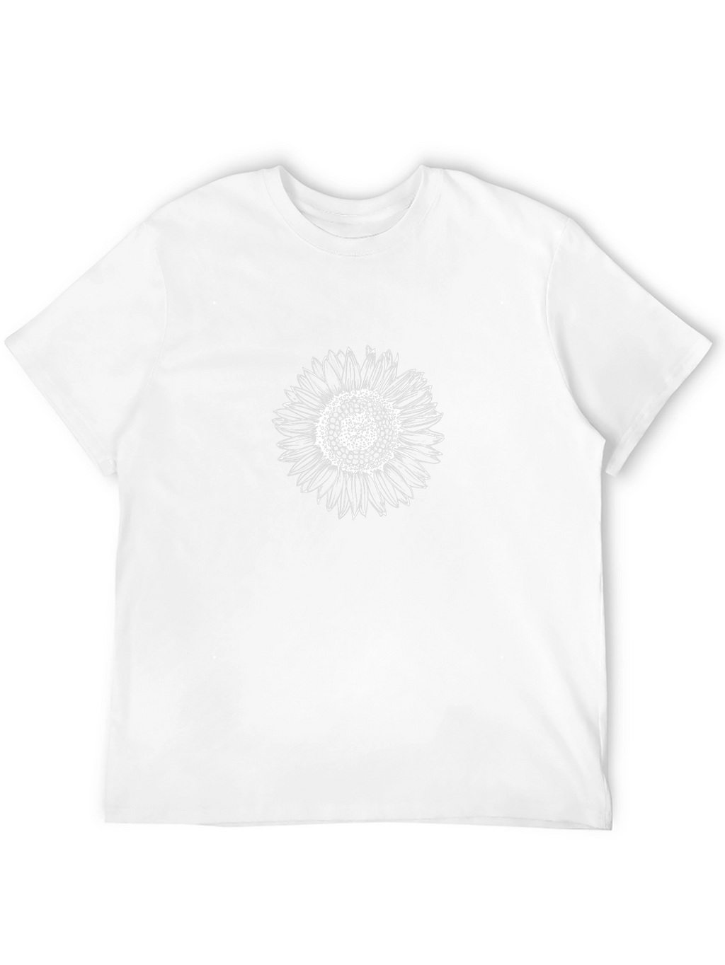 Mens Black T-Shirt with White Sunflower Design