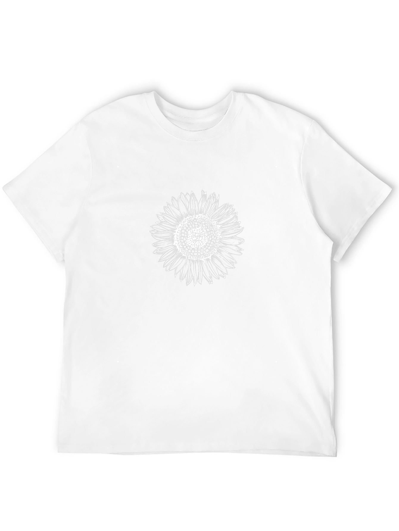 Mens Black T-Shirt with White Sunflower Design