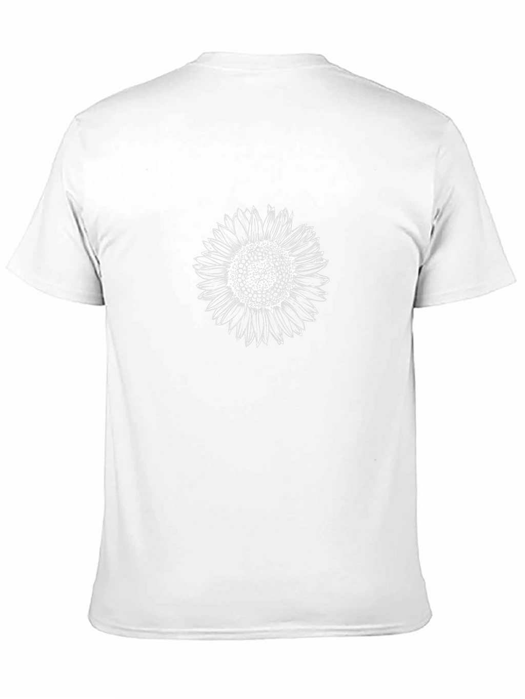 Mens Black T-Shirt with White Sunflower Design