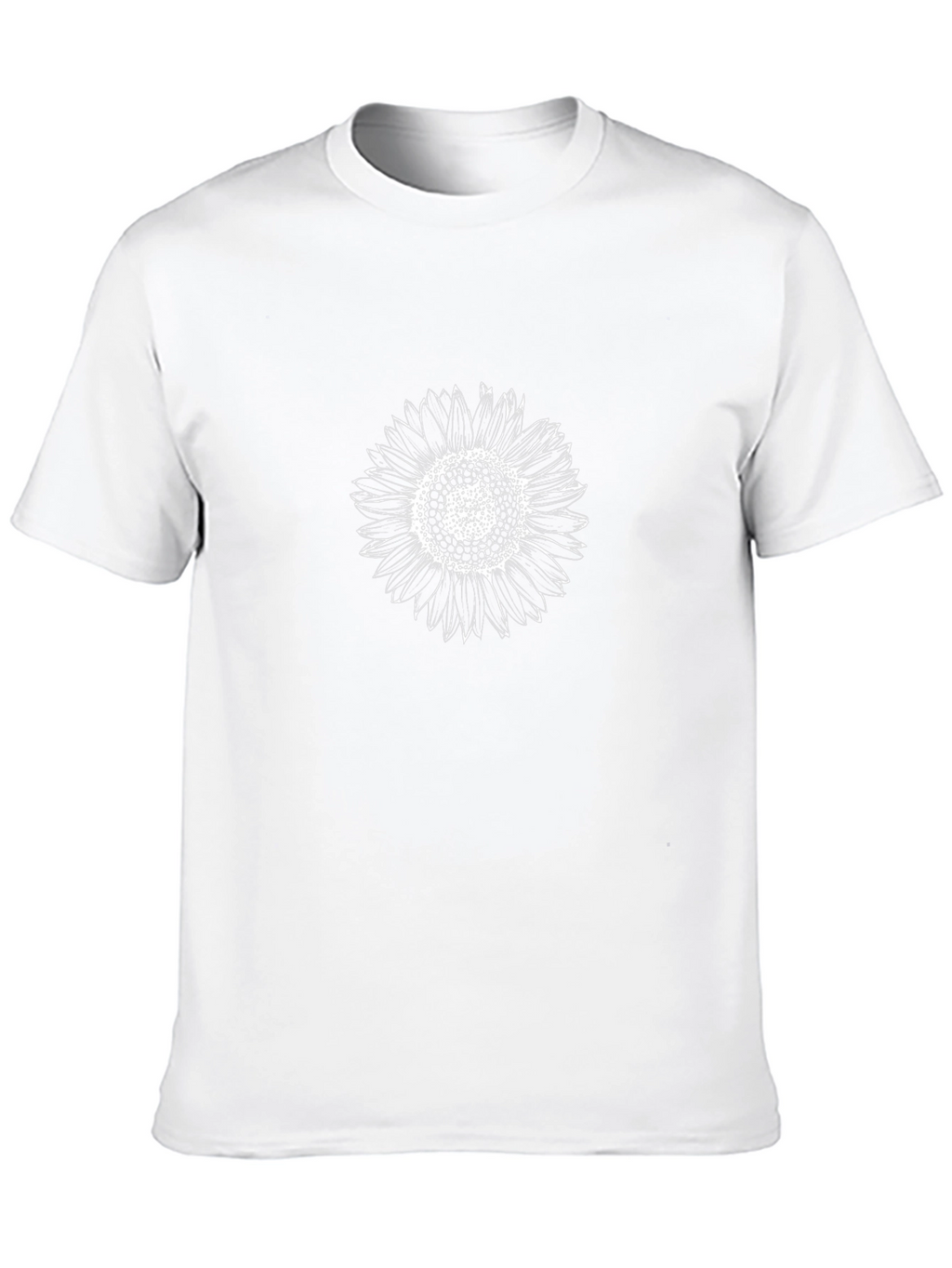 Mens Black T-Shirt with White Sunflower Design