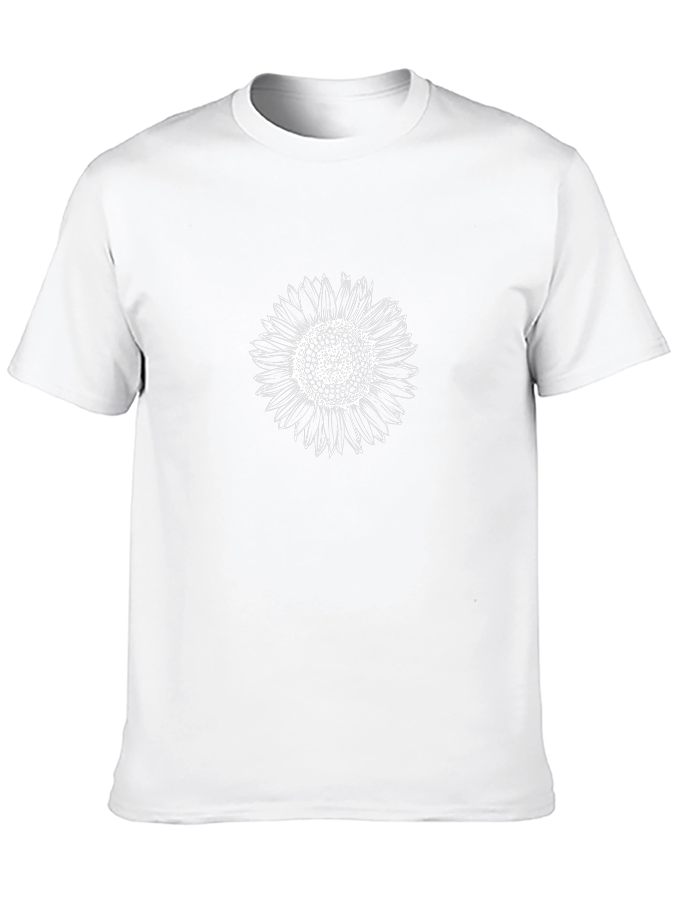 Mens Black T-Shirt with White Sunflower Design