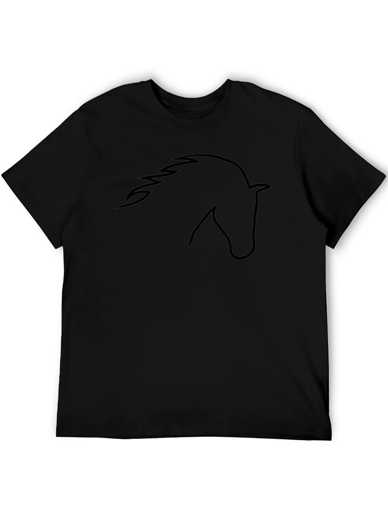Black Horse Outline Tee - Stylish Graphic T-Shirt