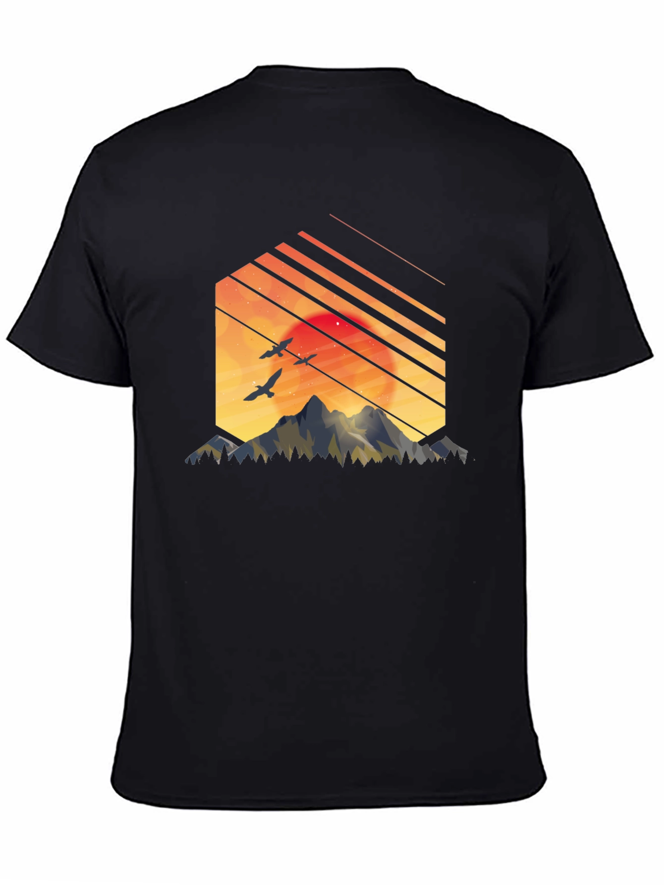 Sunset Mountain Graphic Tee - Stylish Black T-Shirt