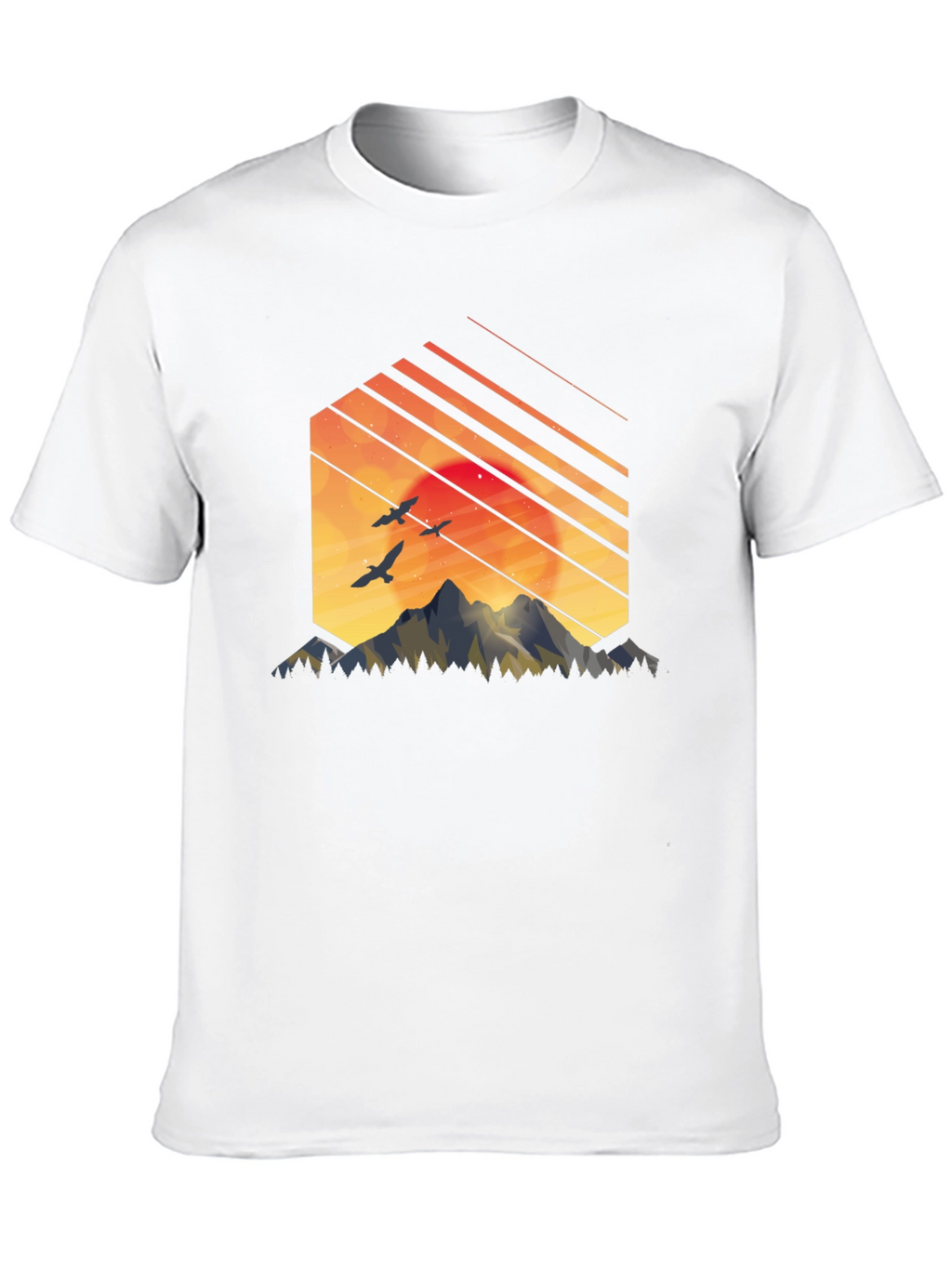Sunset Mountain Graphic Tee - Stylish Black T-Shirt