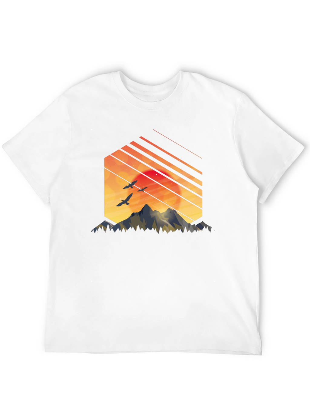 Sunset Mountain Graphic Tee - Stylish Black T-Shirt
