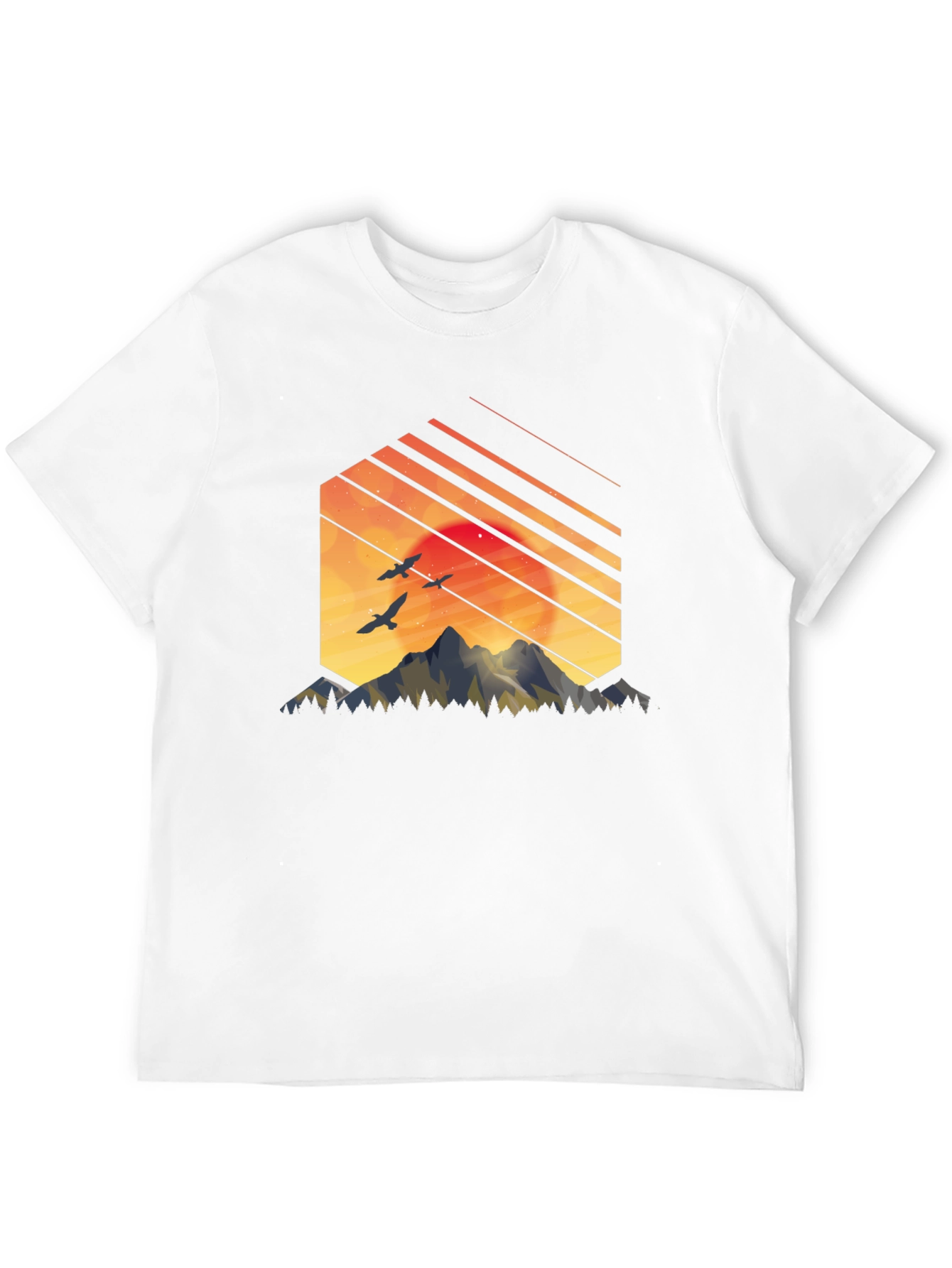 Sunset Mountain Graphic Tee - Stylish Black T-Shirt