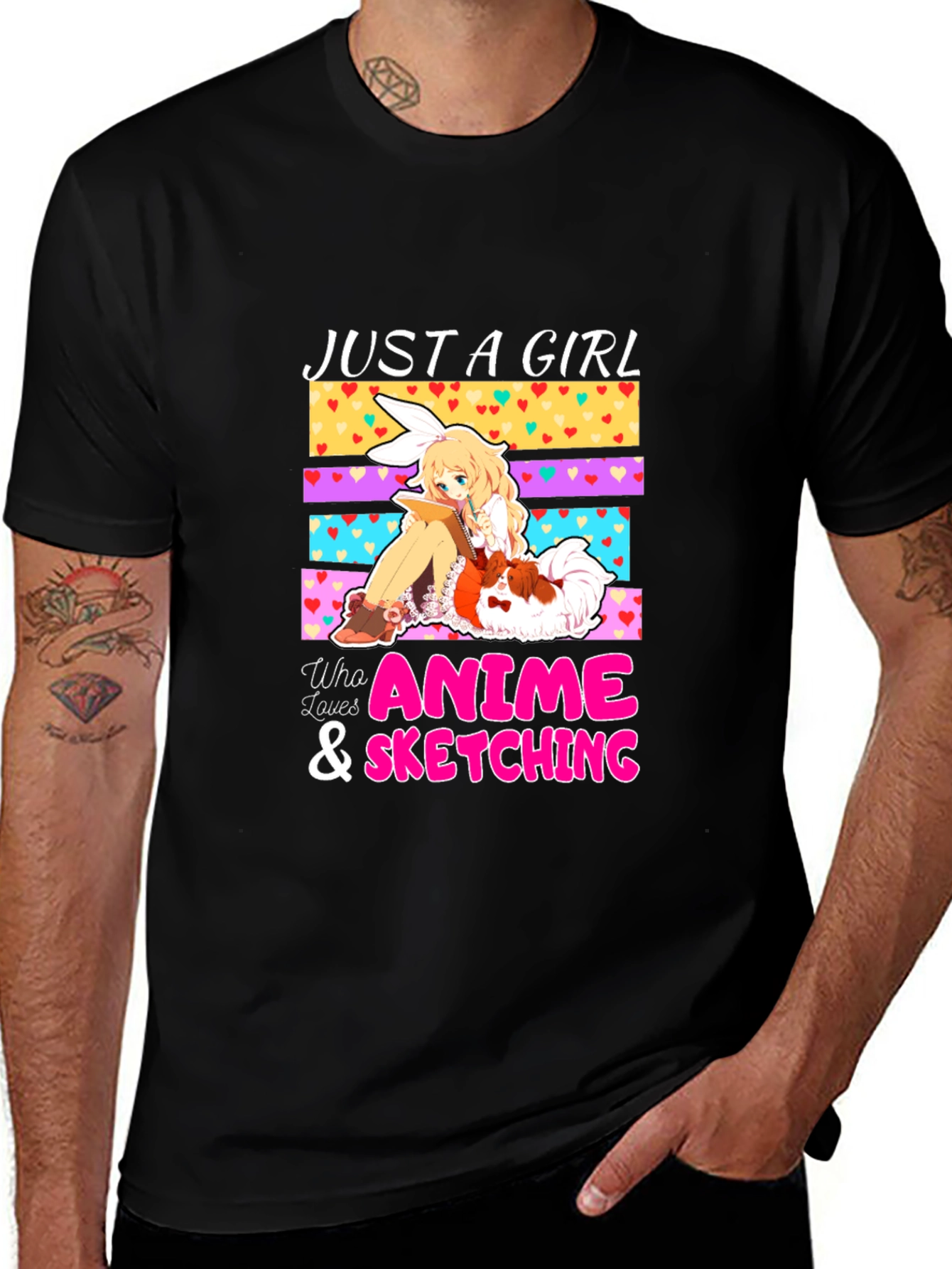 Just A Girl Who Loves Anime & Sketching Graphic T-Shirt
