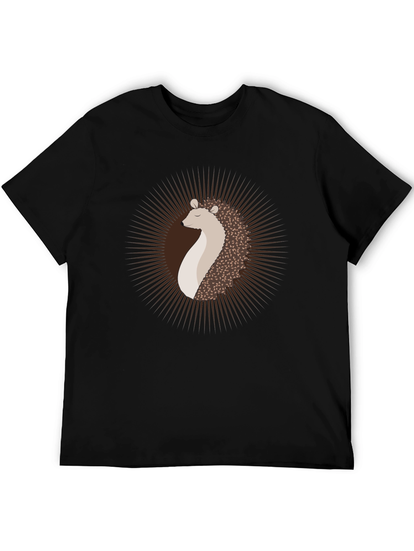 Hedgehog Graphic Tee - Modern Mens Black T-Shirt