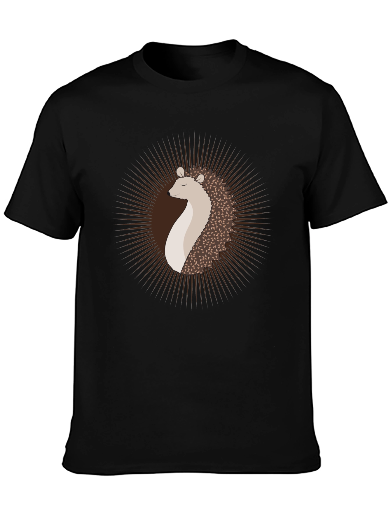 Hedgehog Graphic Tee - Modern Mens Black T-Shirt