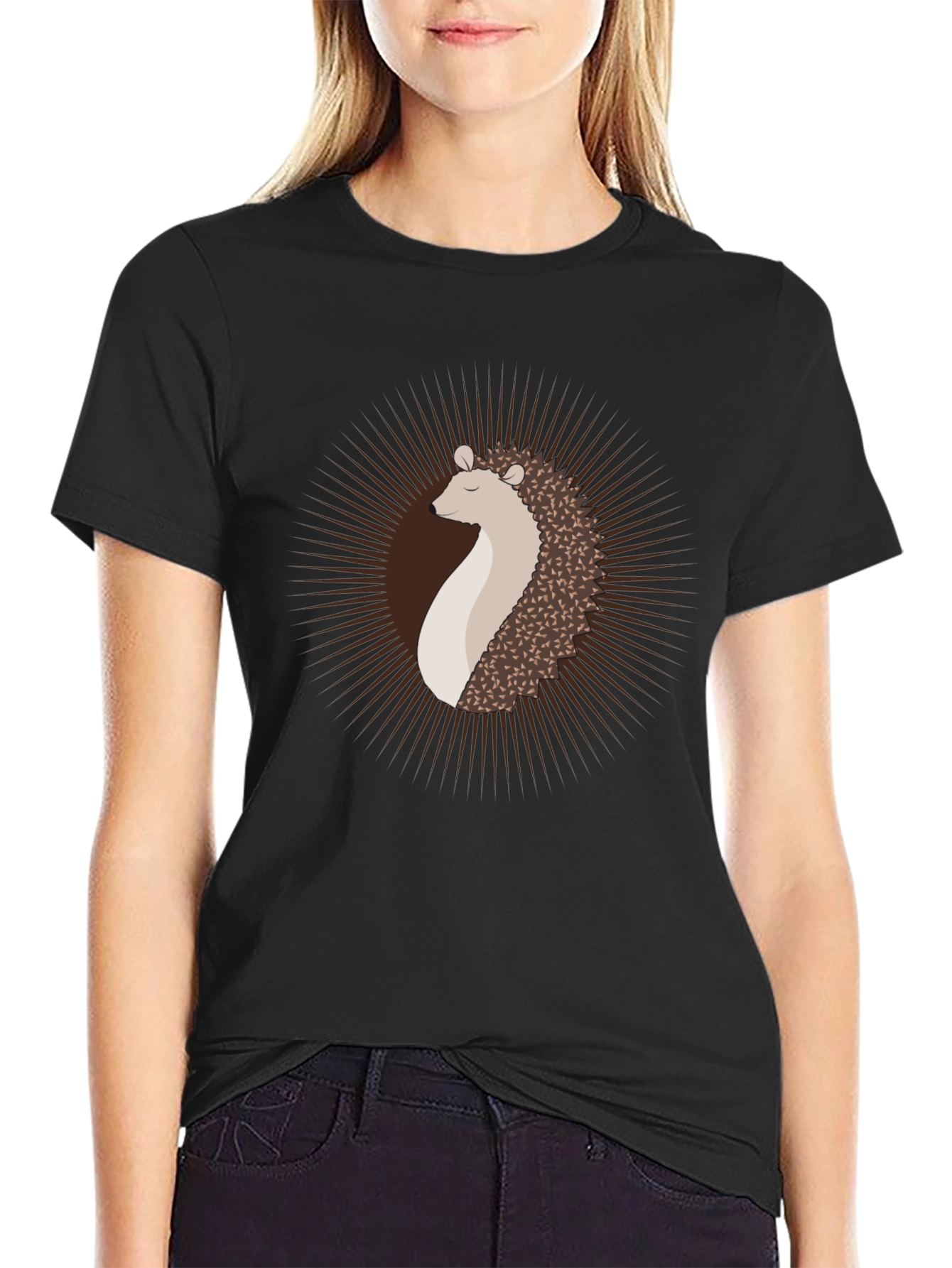Hedgehog Graphic Tee - Modern Mens Black T-Shirt