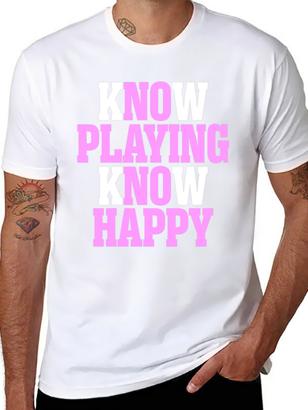 Know Playing Know Happy Black T-Shirt