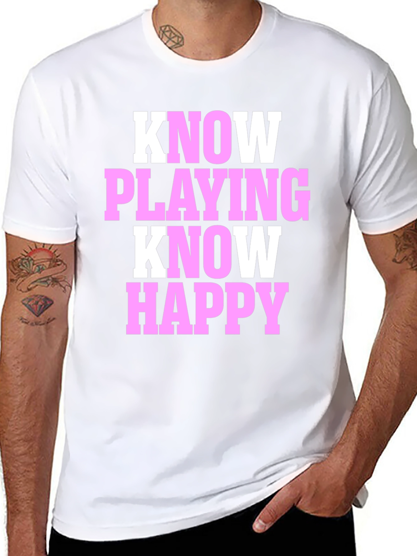 Know Playing Know Happy Black T-Shirt